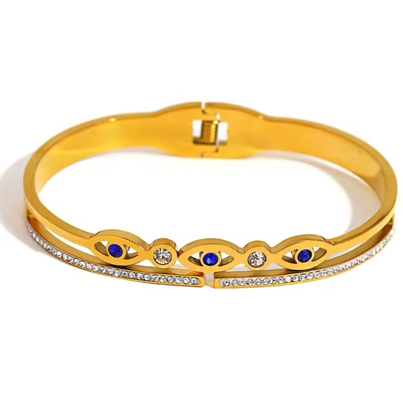 Tarnish free evil eye bangle bracelet - LIMITED STOCK - Picture 1 of 3